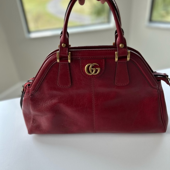 Gucci Medium Rebelle Top Handle Red Leather Bag
